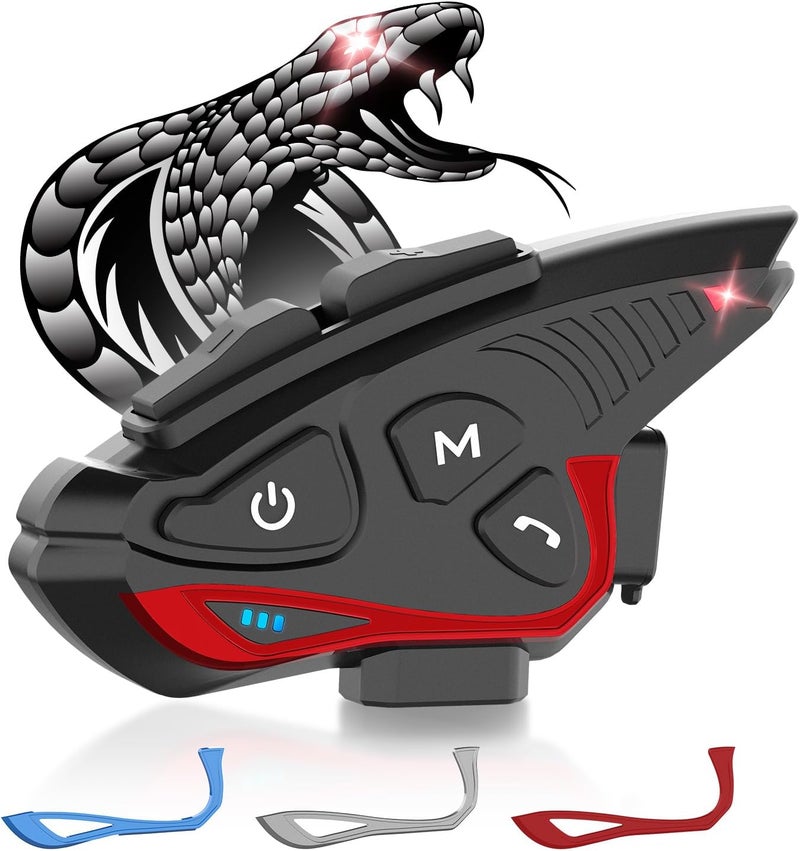 MOMAN Motorcycle Intercom Headset, CP-S 8 Riders 2000M Group Helmet Communication System, Universal Pairing with HiFi Noise Cancellation Music Share FM Radio Helmet Group Communicator for Motorbike - Image 1